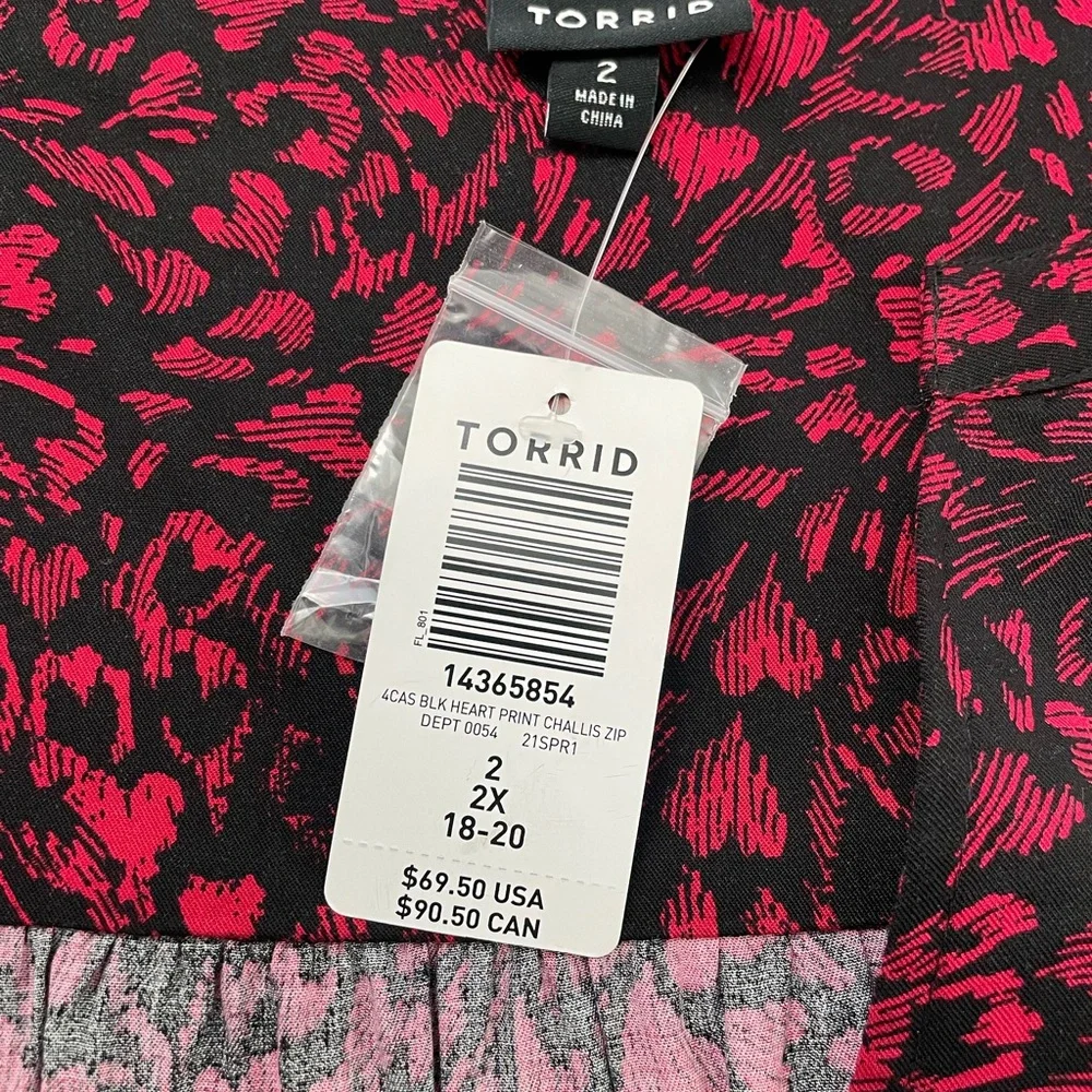 Torrid Red A-Line Midi Dress with V-Neck and Cuffed Sleeves XXL heart Red - Picture 10 of 16